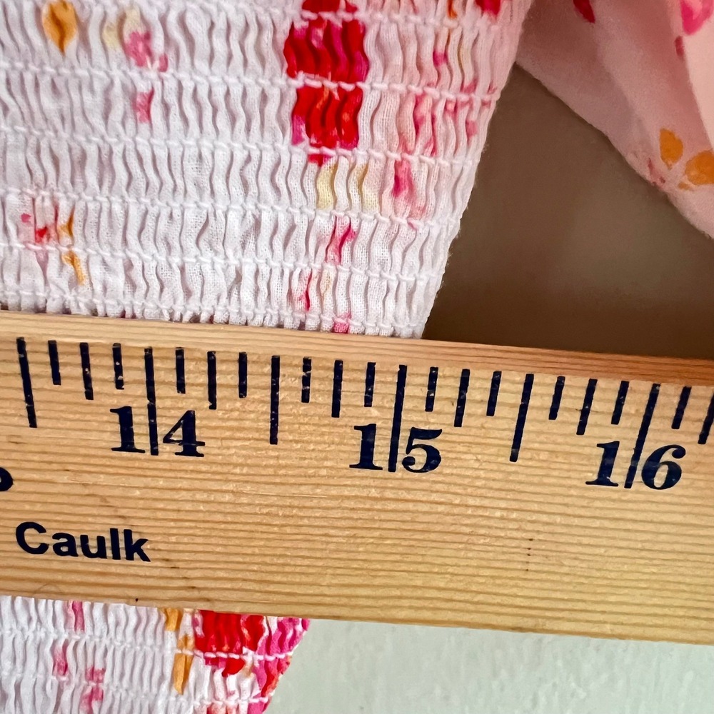 LoveShackFancy Dress Small Smocked Midi Puff Sleeve Pink Cottage Shabby Chic - Picture 4 of 14